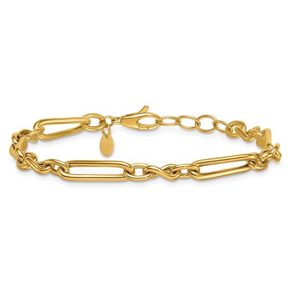 Herco 14K Polished Twisted Mixed Link 7 Inch with .75 Inch Extension Bracelet