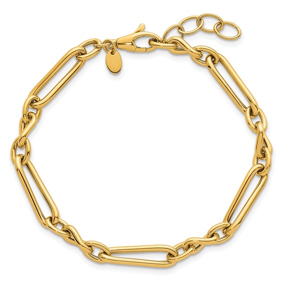 Herco 14K Polished Twisted Mixed Link 7 Inch with .75 Inch Extension Bracelet