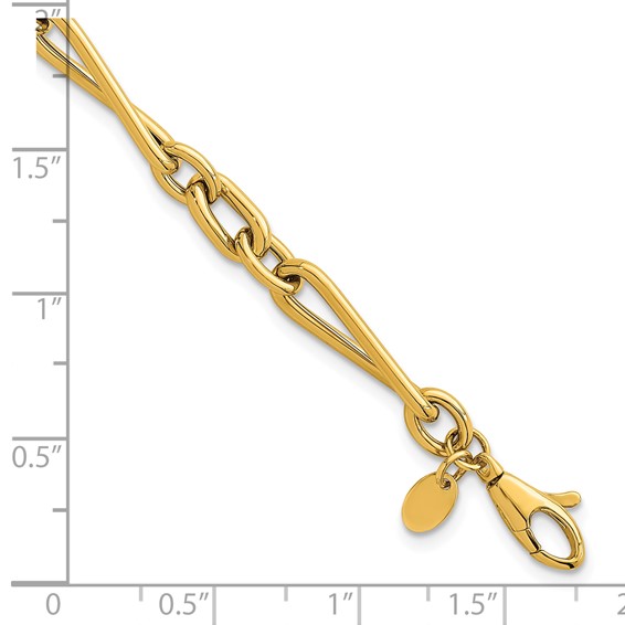 Herco 14K Polished Twisted Mixed Link 7 Inch with .75 Inch Extension Bracelet