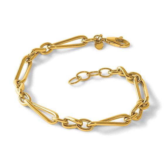 Herco 14K Polished Twisted Mixed Link 7 Inch with .75 Inch Extension Bracelet