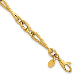 Herco 14K Polished Twisted Mixed Link 7 Inch with .75 Inch Extension Bracelet