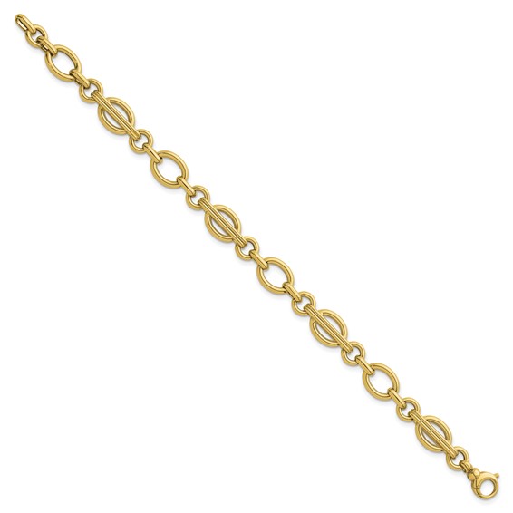 Herco 14K Polished and Grooved Fancy Link 7.5 Inch Bracelet