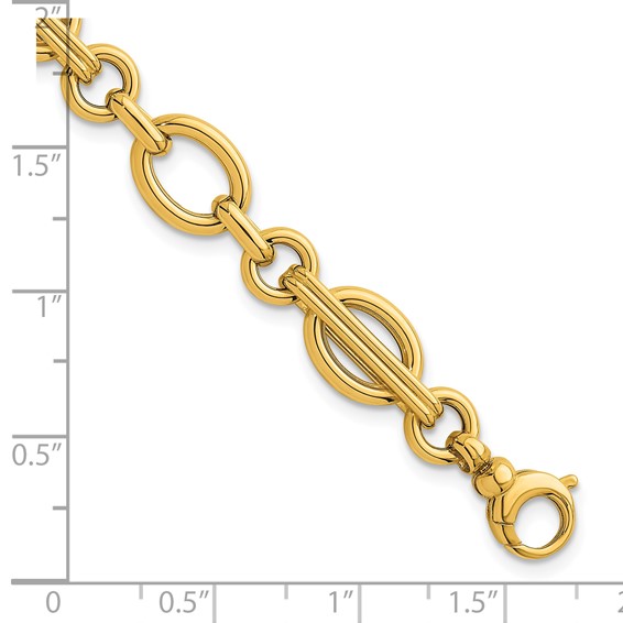 Herco 14K Polished and Grooved Fancy Link 7.5 Inch Bracelet