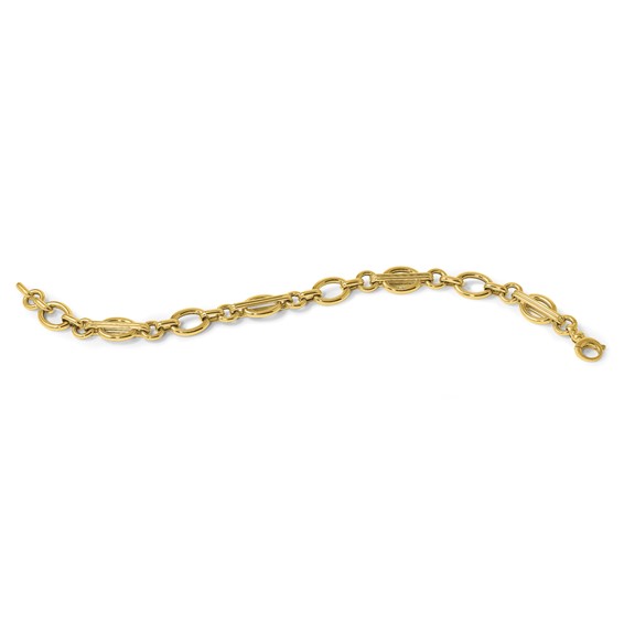 Herco 14K Polished and Grooved Fancy Link 7.5 Inch Bracelet