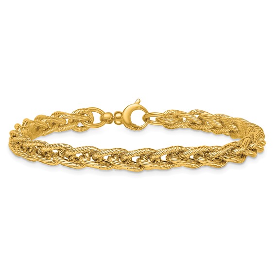 Herco 14K Polished and Textured Fancy Link 7.5 Inch Bracelet