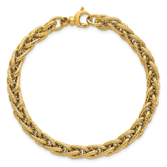 Herco 14K Polished and Textured Fancy Link 7.5 Inch Bracelet