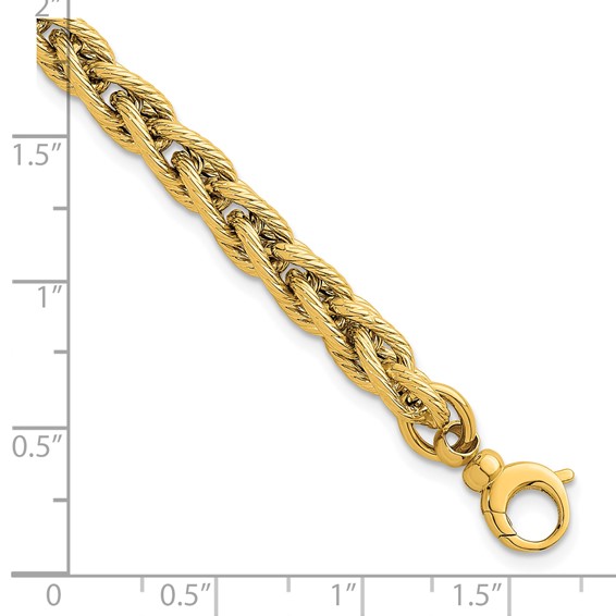 Herco 14K Polished and Textured Fancy Link 7.5 Inch Bracelet