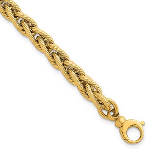 Herco 14K Polished and Textured Fancy Link 7.5 Inch Bracelet