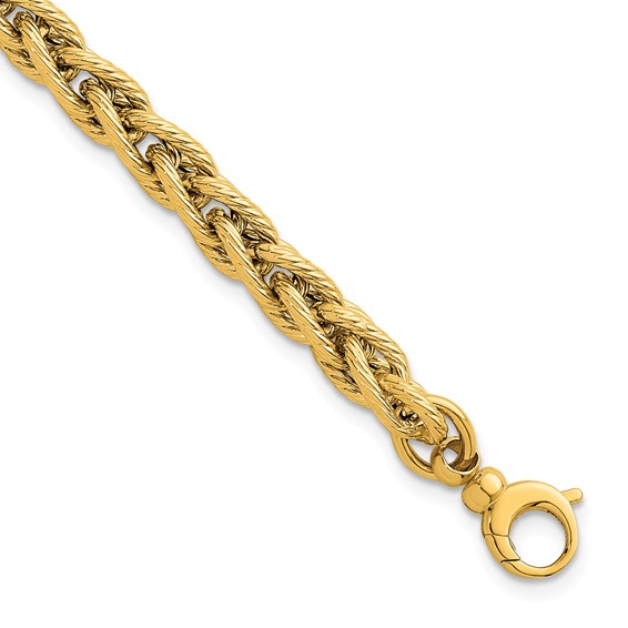 Herco 14K Polished and Textured Fancy Link 7.5 Inch Bracelet