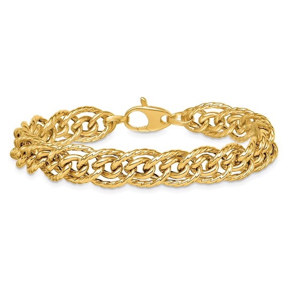 Herco 14K Polished and Textured Fancy Mixed Link 7.5 Inch Bracelet