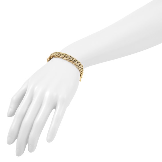 Herco 14K Polished and Textured Fancy Mixed Link 7.5 Inch Bracelet