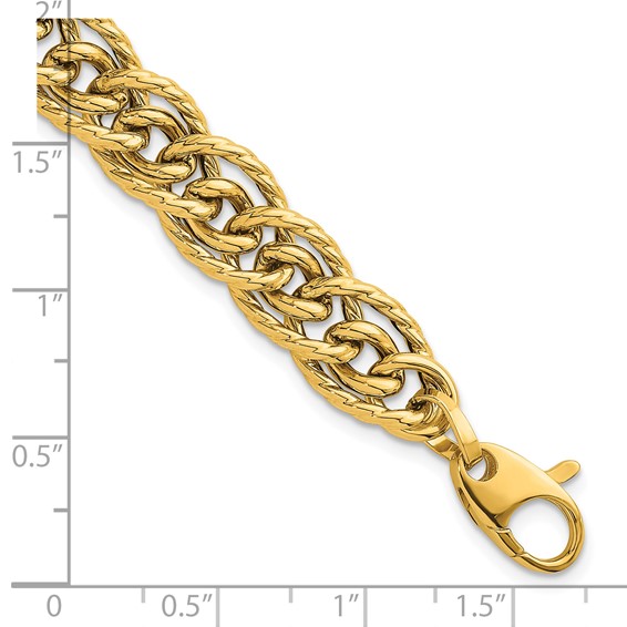 Herco 14K Polished and Textured Fancy Mixed Link 7.5 Inch Bracelet