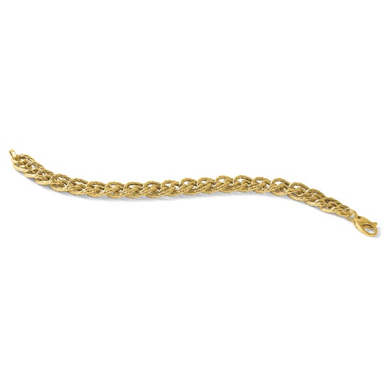 Herco 14K Polished and Textured Fancy Mixed Link 7.5 Inch Bracelet