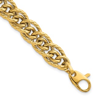 Herco 14K Polished and Textured Fancy Mixed Link 7.5 Inch Bracelet