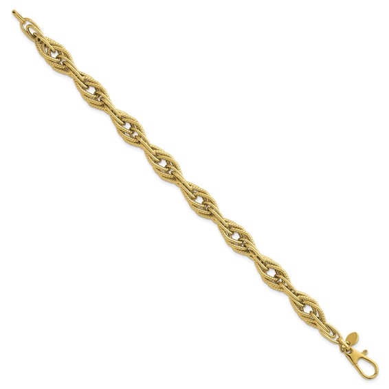 Herco 14K Polished Textured Fancy Tri-Link 7.75 Inch Bracelet