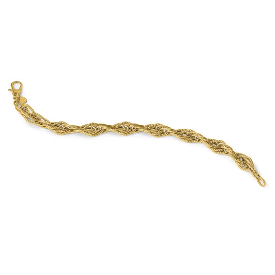 Herco 14K Polished Textured Fancy Tri-Link 7.75 Inch Bracelet