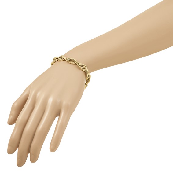 Herco 14K Polished Textured Fancy Tri-Link 7.75 Inch Bracelet