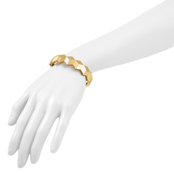 Herco 14K Polished Cubed Hinged with Safety Clasp Bangle