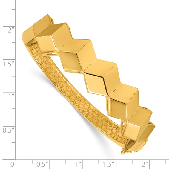 Herco 14K Polished Cubed Hinged with Safety Clasp Bangle
