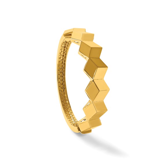 Herco 14K Polished Cubed Hinged with Safety Clasp Bangle