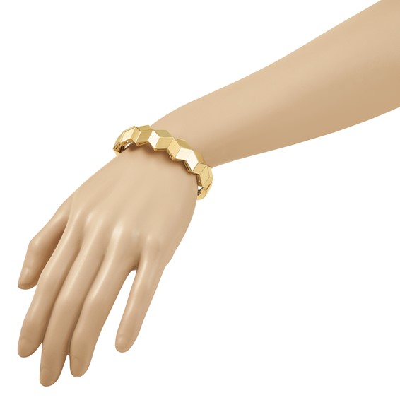 Herco 14K Polished Cubed Hinged with Safety Clasp Bangle