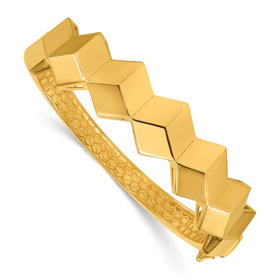Herco 14K Polished Cubed Hinged with Safety Clasp Bangle