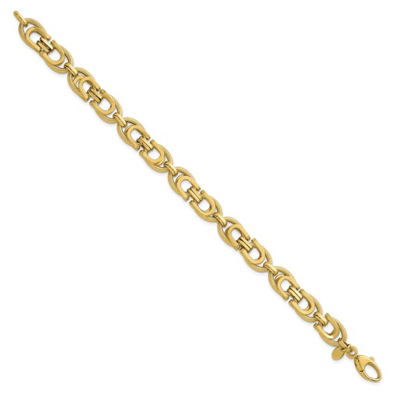 Herco 14K Polished and Textured Fancy Link 8 Inch Bracelet