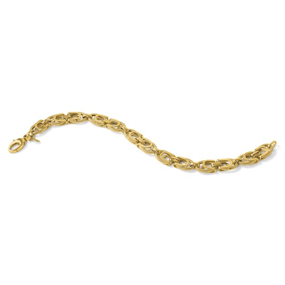 Herco 14K Polished and Textured Fancy Link 8 Inch Bracelet