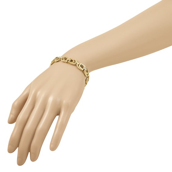 Herco 14K Polished and Textured Fancy Link 8 Inch Bracelet