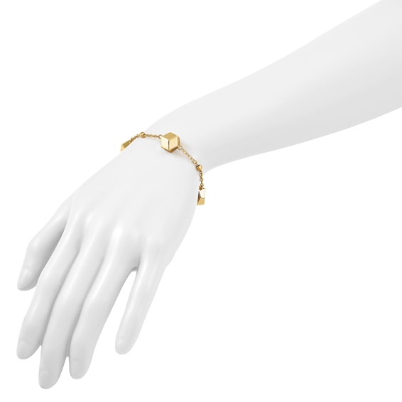 Herco 14K Polished Cube Station 7.75 Inch Cable Bracelet