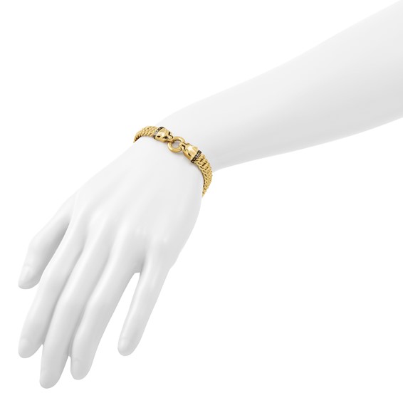 Herco 14K Polished with Black Enamel Panther 7.25 Inch Bracelet