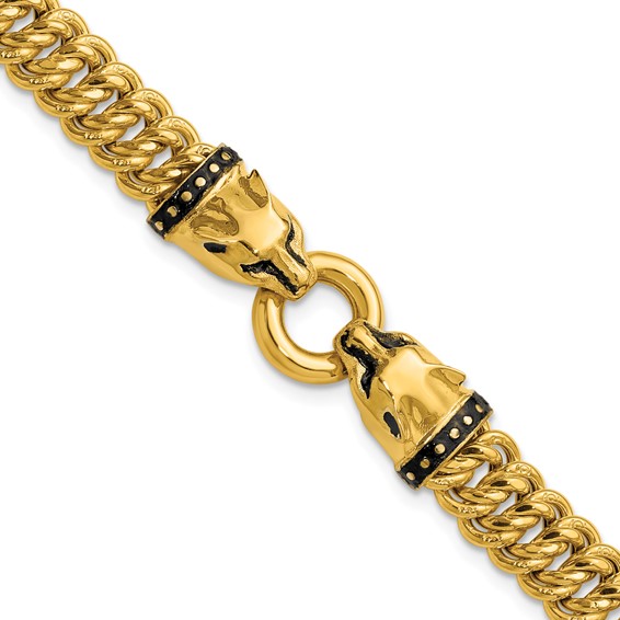 Herco 14K Polished with Black Enamel Panther 7.25 Inch Bracelet