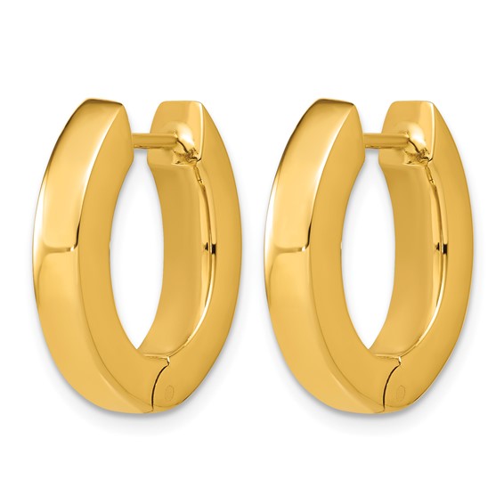 Herco 14K Handmade Polished 4.0mm Hinged Oval Hoop Earrings