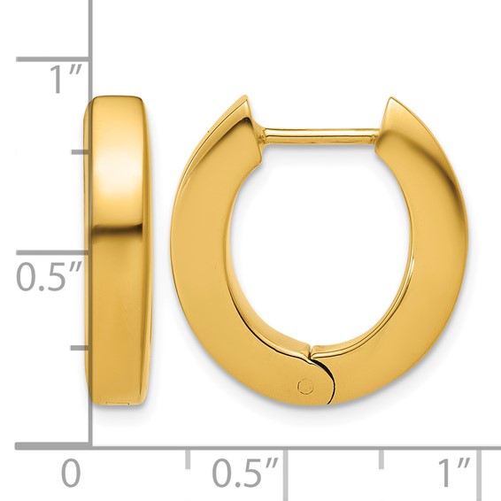 Herco 14K Handmade Polished 4.0mm Hinged Oval Hoop Earrings