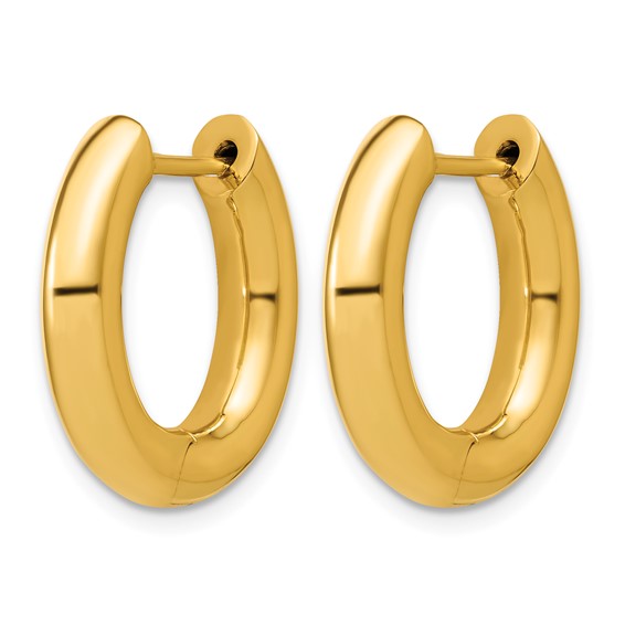 Herco 14K Handmade Polished 4.0mm Round Tube Hinged Hoop Earrings