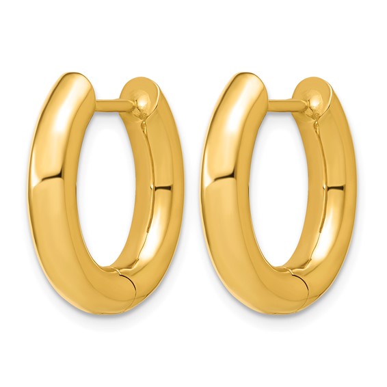 Herco 14K Handmade Polished 4.0mm Round Tube Hinged Hoop Earrings