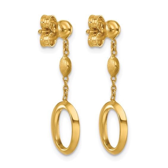 Herco 14K Polished and Brushed Oval Post Dangle Earrings