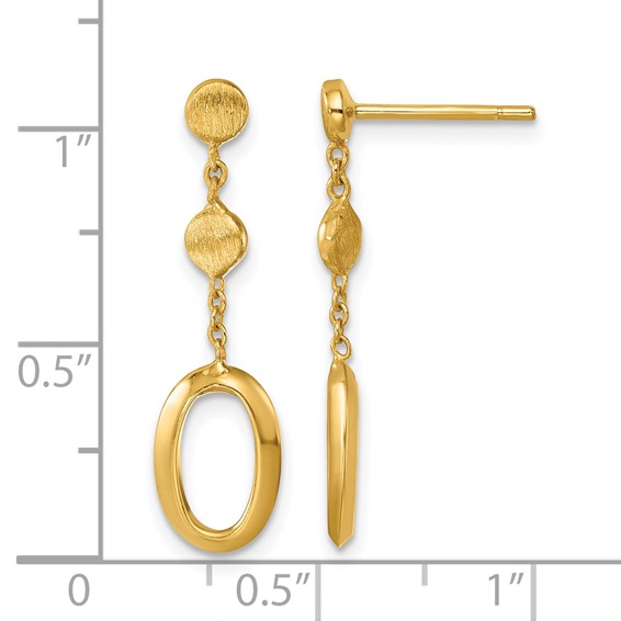 Herco 14K Polished and Brushed Oval Post Dangle Earrings