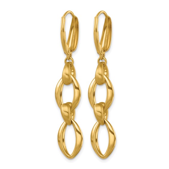 Herco 14K Polished and Satin Fancy Oval Link Leverback Dangle Earrings