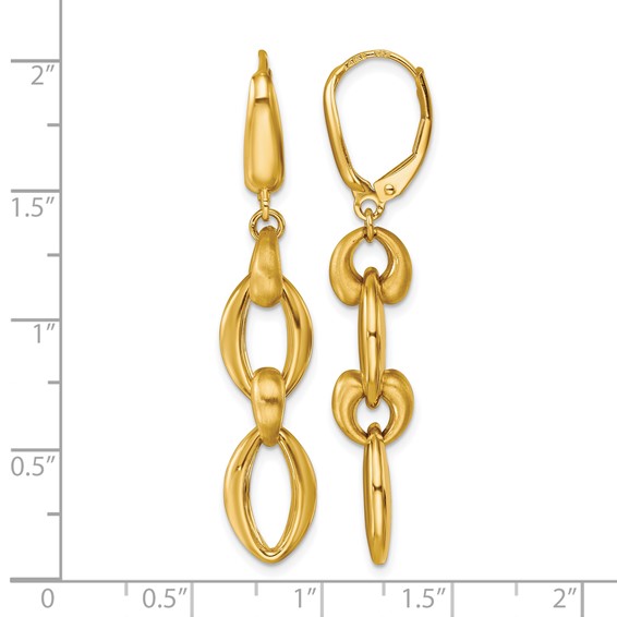Herco 14K Polished and Satin Fancy Oval Link Leverback Dangle Earrings