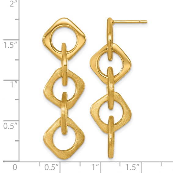 Herco 14K Polished and Satin Fancy Square Link Post Dangle Earrings