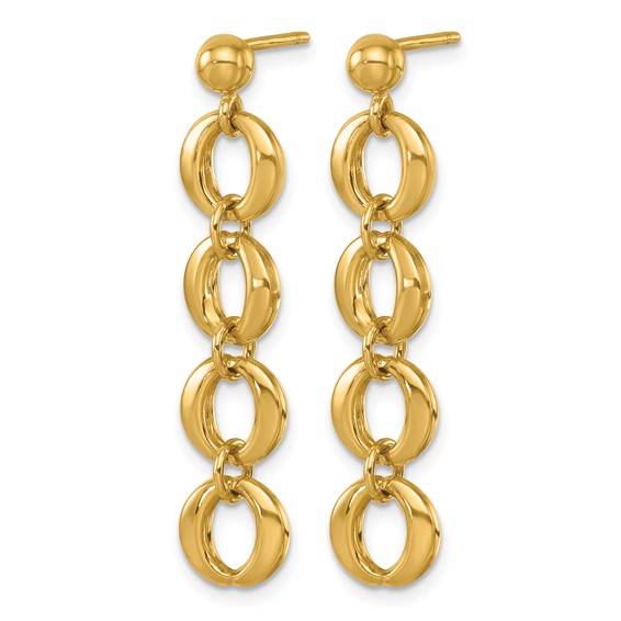 Herco 14K Polished Round Link Post Dangle Earrings