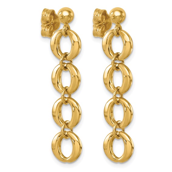 Herco 14K Polished Round Link Post Dangle Earrings