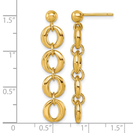 Herco 14K Polished Round Link Post Dangle Earrings