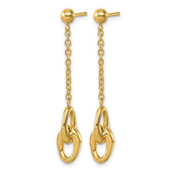 Herco 14K Polished Double Link Post Dangle Earrings