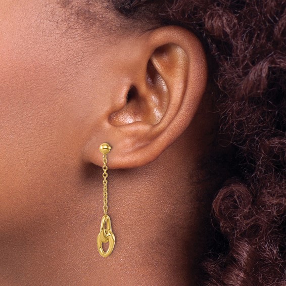 Herco 14K Polished Double Link Post Dangle Earrings