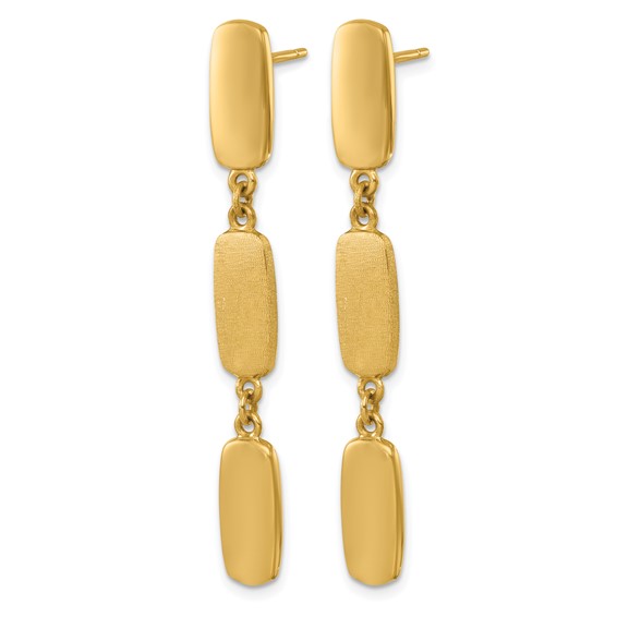 Herco 14K Polished and Satin Rectangular Link Post Dangle Earrings
