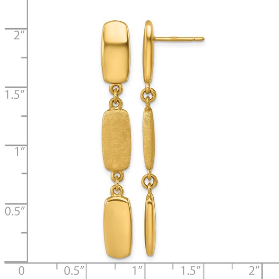 Herco 14K Polished and Satin Rectangular Link Post Dangle Earrings