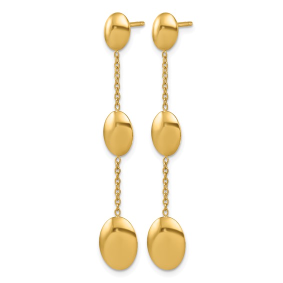 Herco 14K Polished Graduated Ovals Post Dangle Earrings