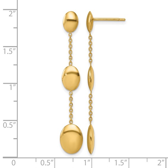 Herco 14K Polished Graduated Ovals Post Dangle Earrings